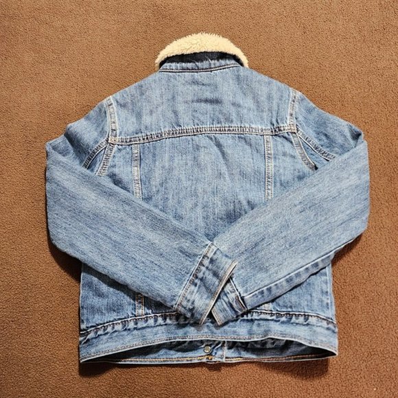 Gap Denim Girl's Blue Trucker Sherpa Jacket Size Medium - Picture 6 of 10